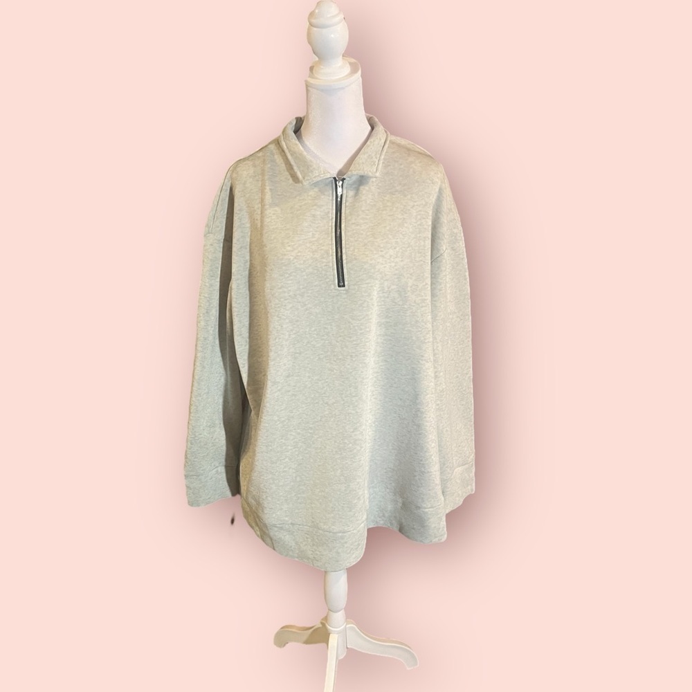 Plus Size Zipper Sweatshirt Casual Pullover Sweatshirt Womens Clothing, gray